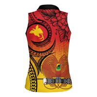 Papua New Guinea 50 Years Women Sleeveless Polo Shirt Motuan Motifs LT7 - Polynesian Pride