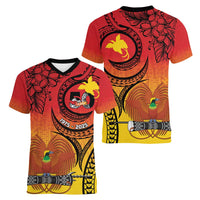 Papua New Guinea 50 Years Women V-Neck T-Shirt Motuan Motifs LT7 - Polynesian Pride