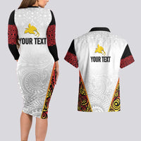 Personalized Papua New Guinea Couples Matching Long Sleeve Bodycon Dress and Hawaiian Shirt Hapi De bilong Indipendens PNG LT7 - Polynesian Pride