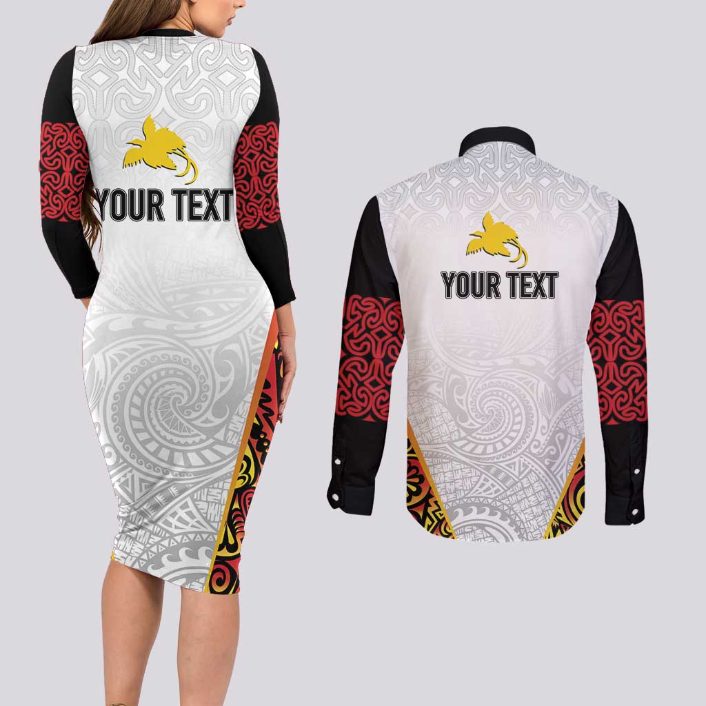 Personalized Papua New Guinea Couples Matching Long Sleeve Bodycon Dress and Long Sleeve Button Shirt Hapi De bilong Indipendens PNG LT7 - Polynesian Pride