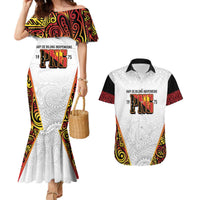 Personalized Papua New Guinea Couples Matching Mermaid Dress and Hawaiian Shirt Hapi De bilong Indipendens PNG LT7 White - Polynesian Pride