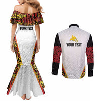 Personalized Papua New Guinea Couples Matching Mermaid Dress and Long Sleeve Button Shirt Hapi De bilong Indipendens PNG LT7 - Polynesian Pride