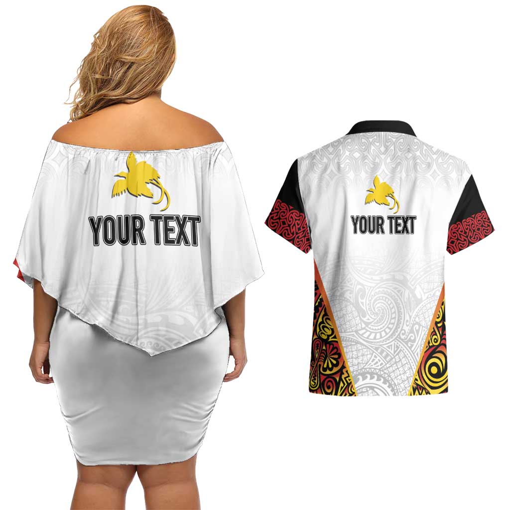 Personalized Papua New Guinea Couples Matching Off Shoulder Short Dress and Hawaiian Shirt Hapi De bilong Indipendens PNG LT7 - Polynesian Pride