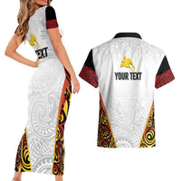 Personalized Papua New Guinea Couples Matching Short Sleeve Bodycon Dress and Hawaiian Shirt Hapi De bilong Indipendens PNG LT7 - Polynesian Pride