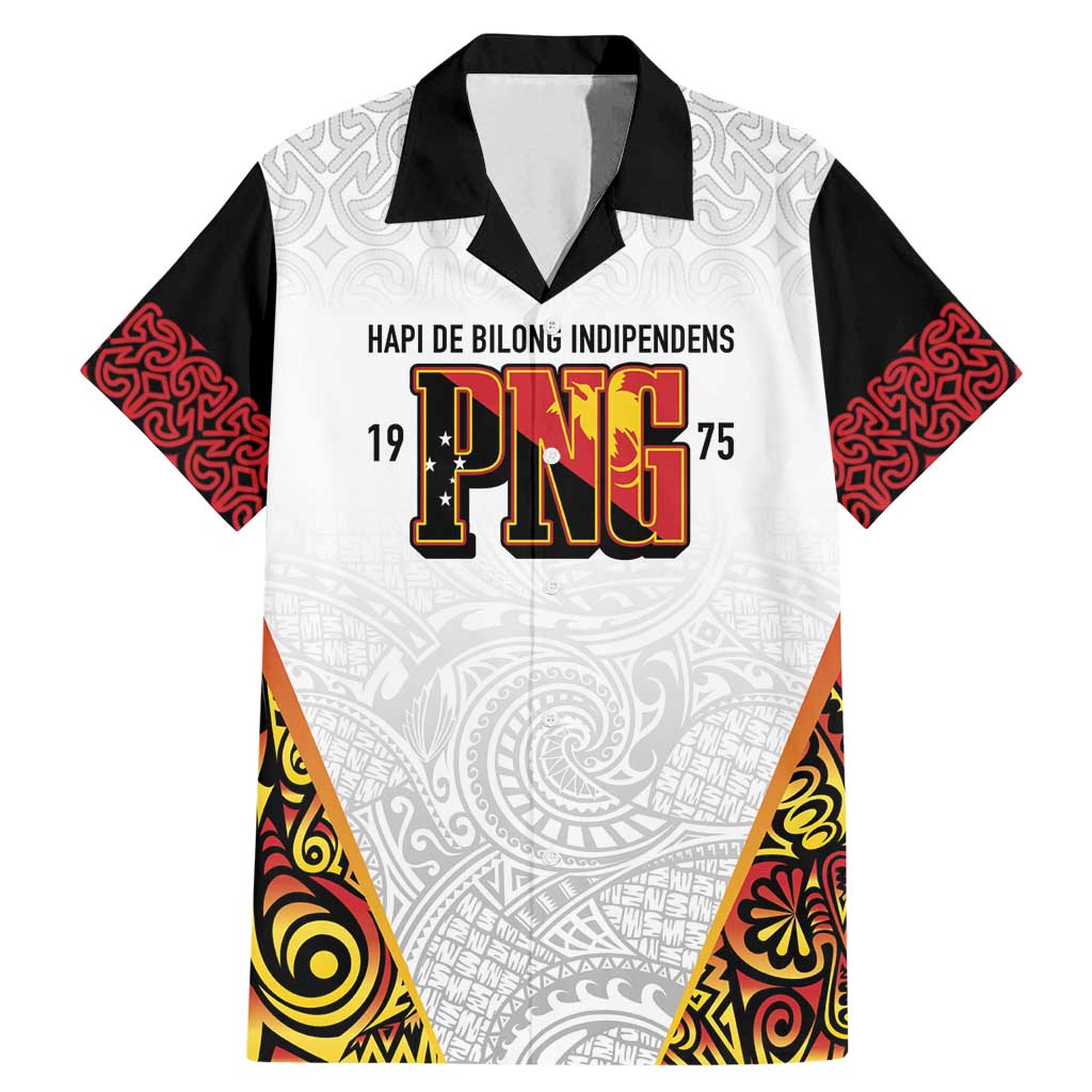 Personalized Papua New Guinea Family Matching Mermaid Dress and Hawaiian Shirt Hapi De bilong Indipendens PNG LT7 Dad's Shirt - Short Sleeve White - Polynesian Pride