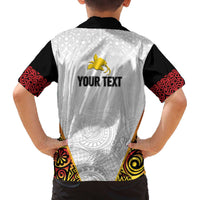 Personalized Papua New Guinea Family Matching Off The Shoulder Long Sleeve Dress and Hawaiian Shirt Hapi De bilong Indipendens PNG LT7 - Polynesian Pride