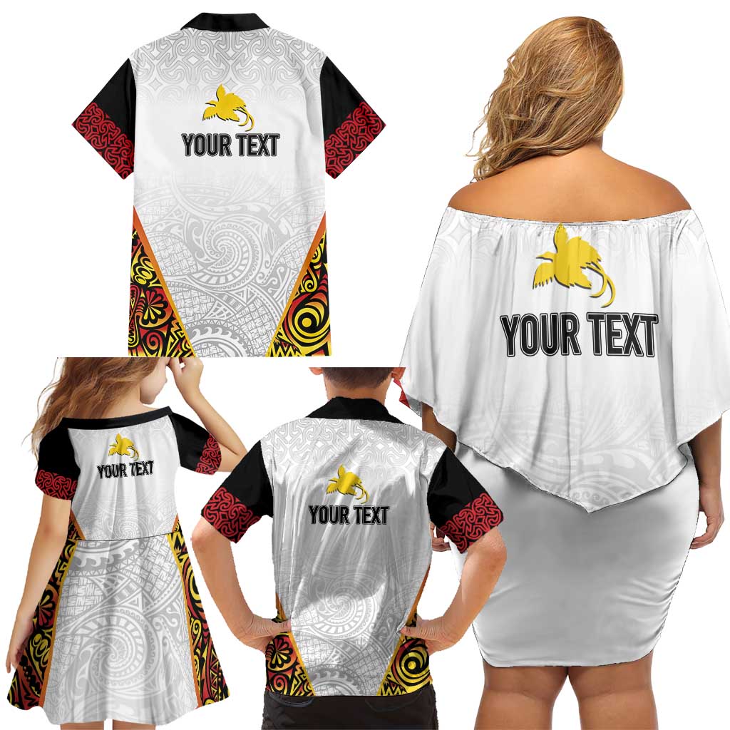 Personalized Papua New Guinea Family Matching Off Shoulder Short Dress and Hawaiian Shirt Hapi De bilong Indipendens PNG LT7 - Polynesian Pride