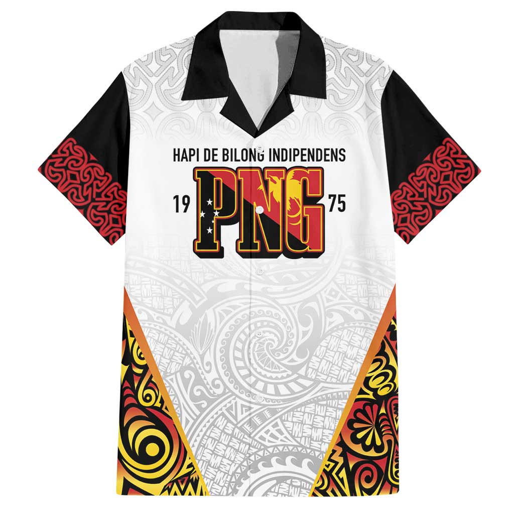 Personalized Papua New Guinea Family Matching Off Shoulder Short Dress and Hawaiian Shirt Hapi De bilong Indipendens PNG LT7 Dad's Shirt - Short Sleeve White - Polynesian Pride