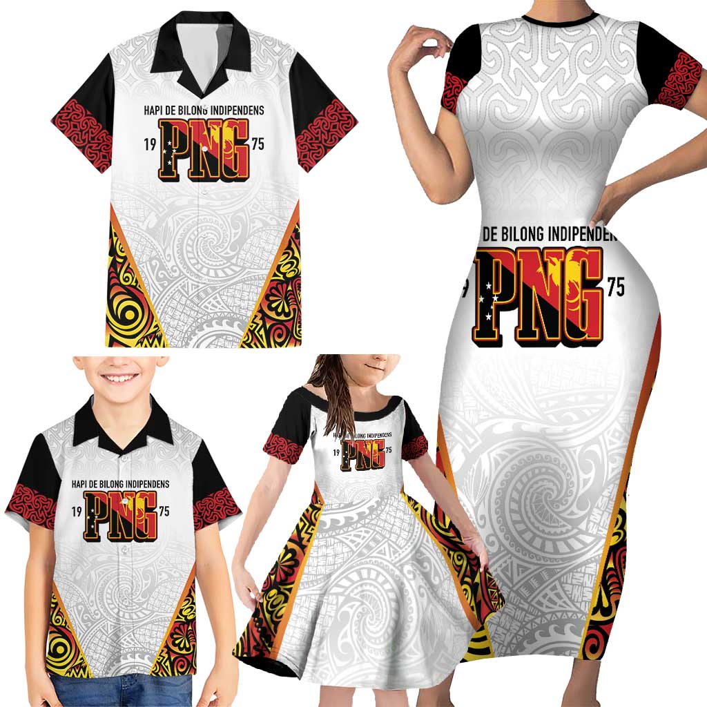 Personalized Papua New Guinea Family Matching Short Sleeve Bodycon Dress and Hawaiian Shirt Hapi De bilong Indipendens PNG LT7 - Polynesian Pride