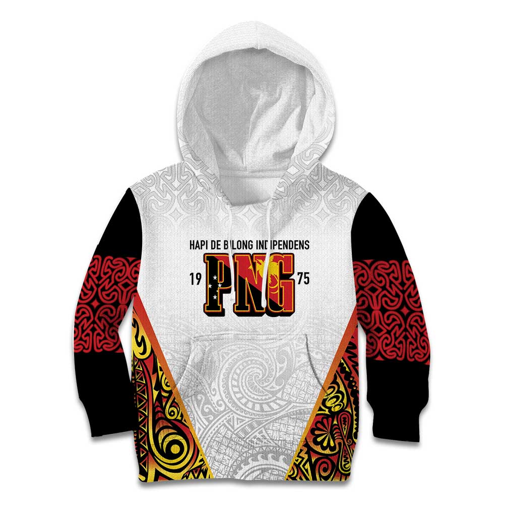 Personalized Papua New Guinea Kid Hoodie Hapi De bilong Indipendens PNG LT7 Hoodie White - Polynesian Pride