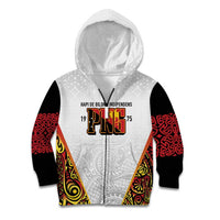 Personalized Papua New Guinea Kid Hoodie Hapi De bilong Indipendens PNG LT7 Zip Hoodie White - Polynesian Pride