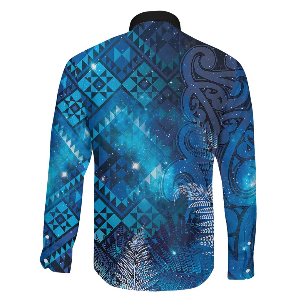 Aotearoa Taniko Matariki Family Matching Off Shoulder Maxi Dress and Hawaiian Shirt Cosmic Blue LT7 - Polynesian Pride