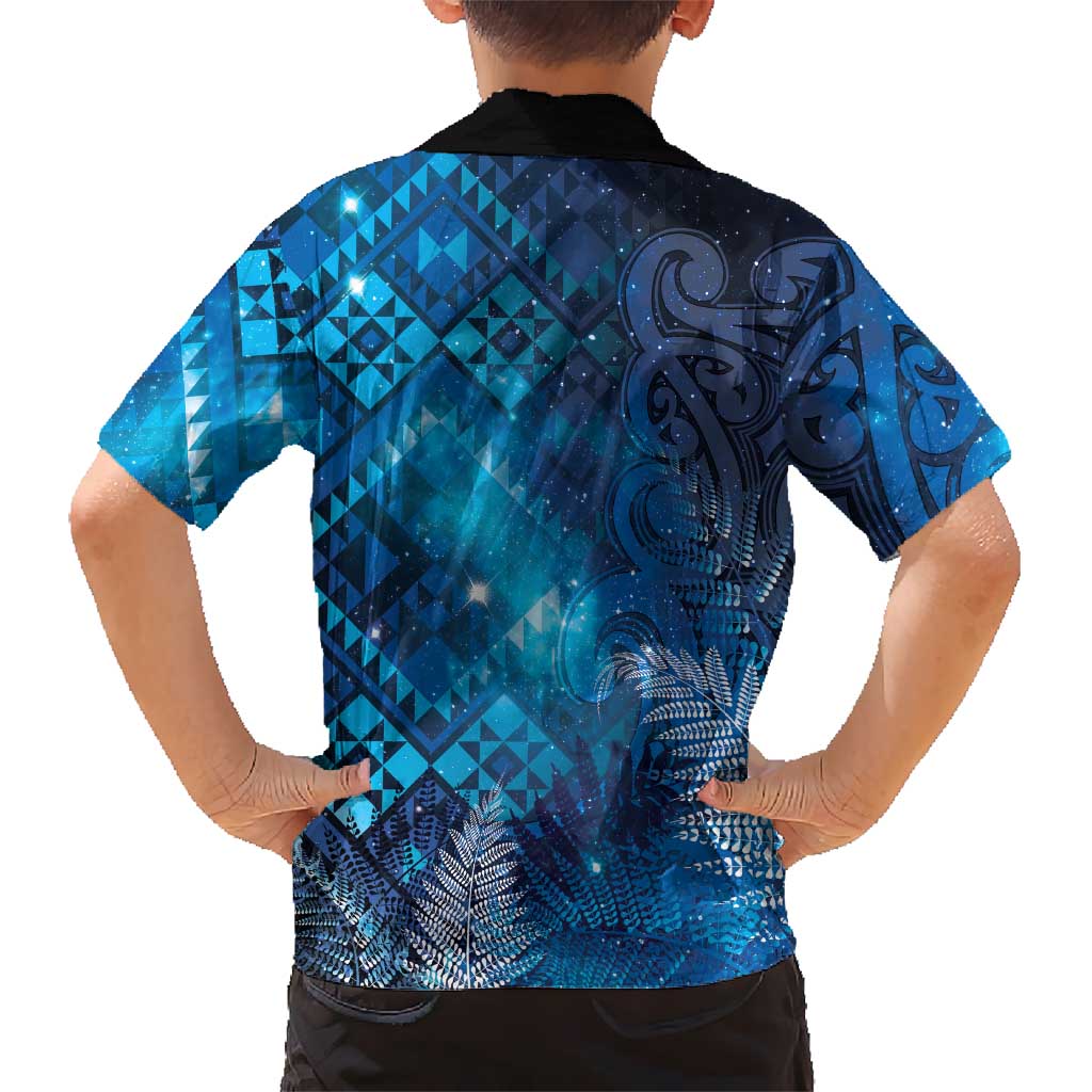 Aotearoa Taniko Matariki Family Matching Tank Maxi Dress and Hawaiian Shirt Cosmic Blue LT7 - Polynesian Pride