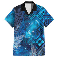 Aotearoa Taniko Matariki Family Matching Tank Maxi Dress and Hawaiian Shirt Cosmic Blue LT7 Dad's Shirt - Short Sleeve Blue - Polynesian Pride