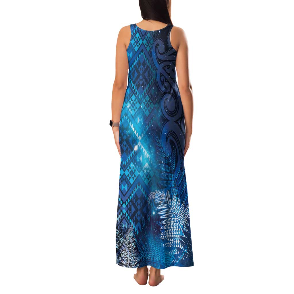 Aotearoa Taniko Matariki Family Matching Tank Maxi Dress and Hawaiian Shirt Cosmic Blue LT7 - Polynesian Pride