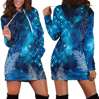 Aotearoa Taniko Matariki Hoodie Dress Cosmic Blue
