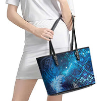 Aotearoa Taniko Matariki Leather Tote Bag Cosmic Blue