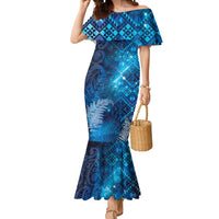 Aotearoa Taniko Matariki Mermaid Dress Cosmic Blue LT7 Women Blue - Polynesian Pride