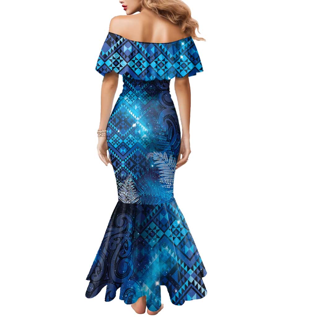 Aotearoa Taniko Matariki Mermaid Dress Cosmic Blue LT7 - Polynesian Pride