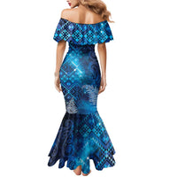 Aotearoa Taniko Matariki Mermaid Dress Cosmic Blue LT7 - Polynesian Pride