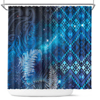 Aotearoa Taniko Matariki Shower Curtain Cosmic Blue