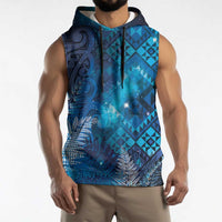 Aotearoa Taniko Matariki Sleeveless Hoodie Cosmic Blue