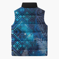 Aotearoa Taniko Matariki Sleeveless Puffer Jacket Cosmic Blue