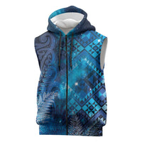 Aotearoa Taniko Matariki Sleeveless Zip Hoodie Cosmic Blue