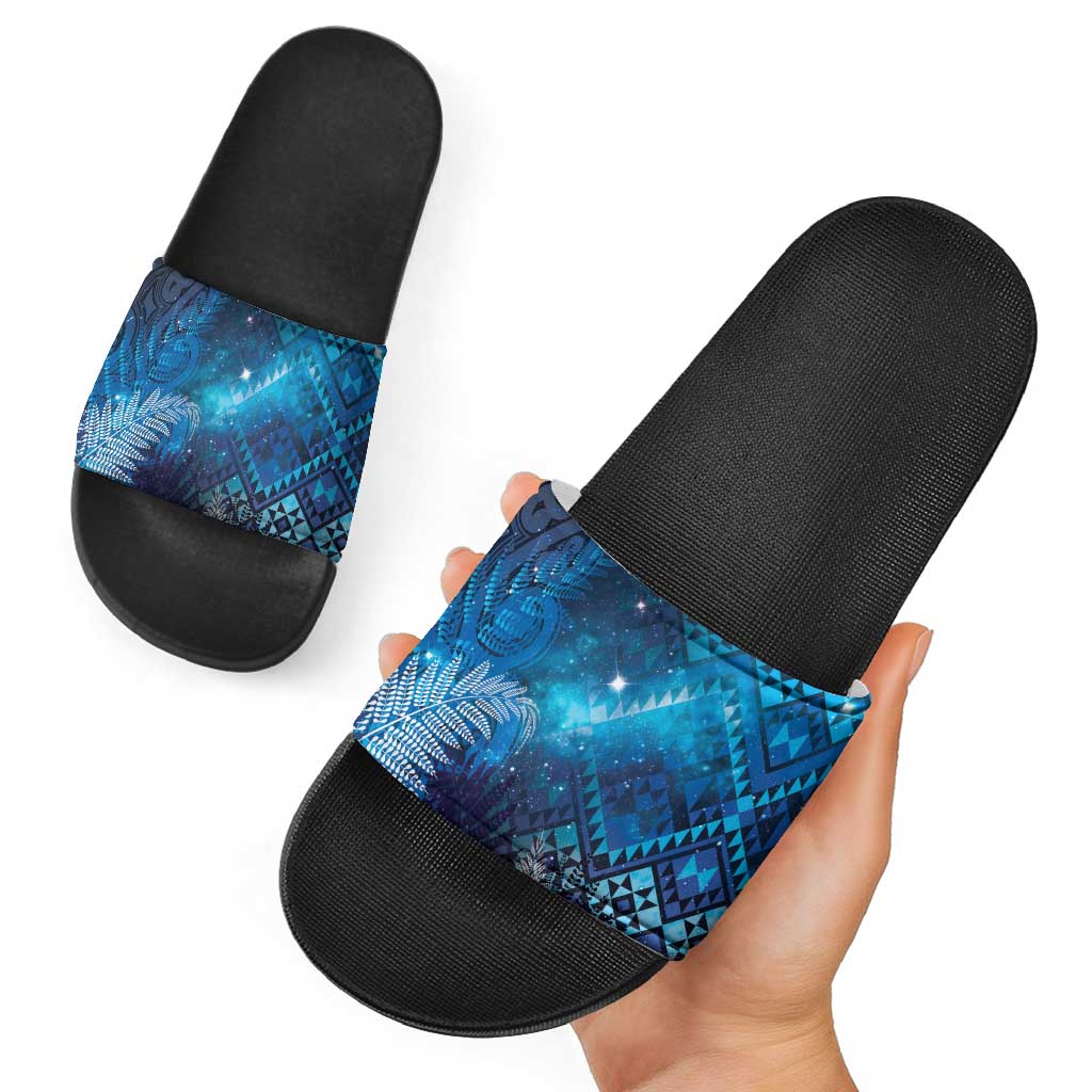 Aotearoa Taniko Matariki Slide Sandals Cosmic Blue