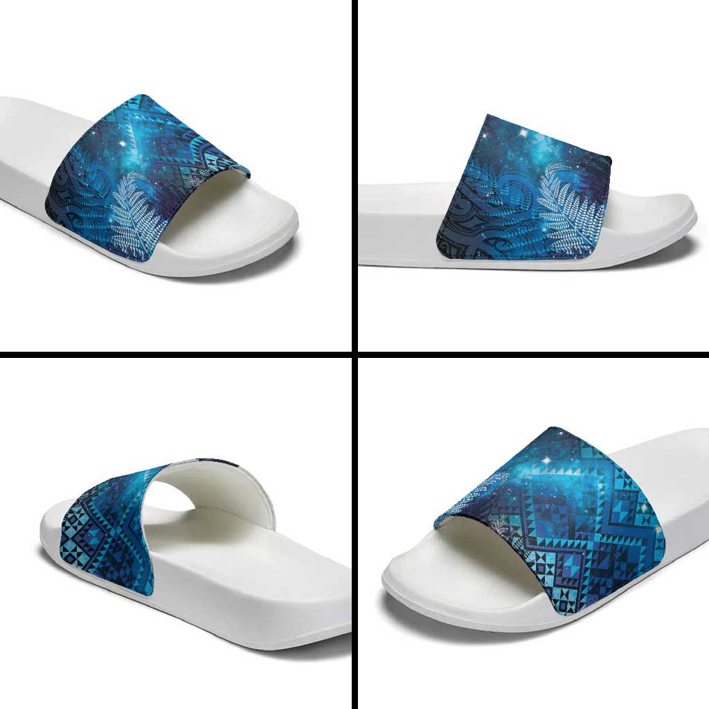 Aotearoa Taniko Matariki Slide Sandals Cosmic Blue