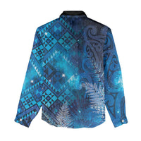 Aotearoa Taniko Matariki Women Casual Shirt Cosmic Blue LT7 - Polynesian Pride