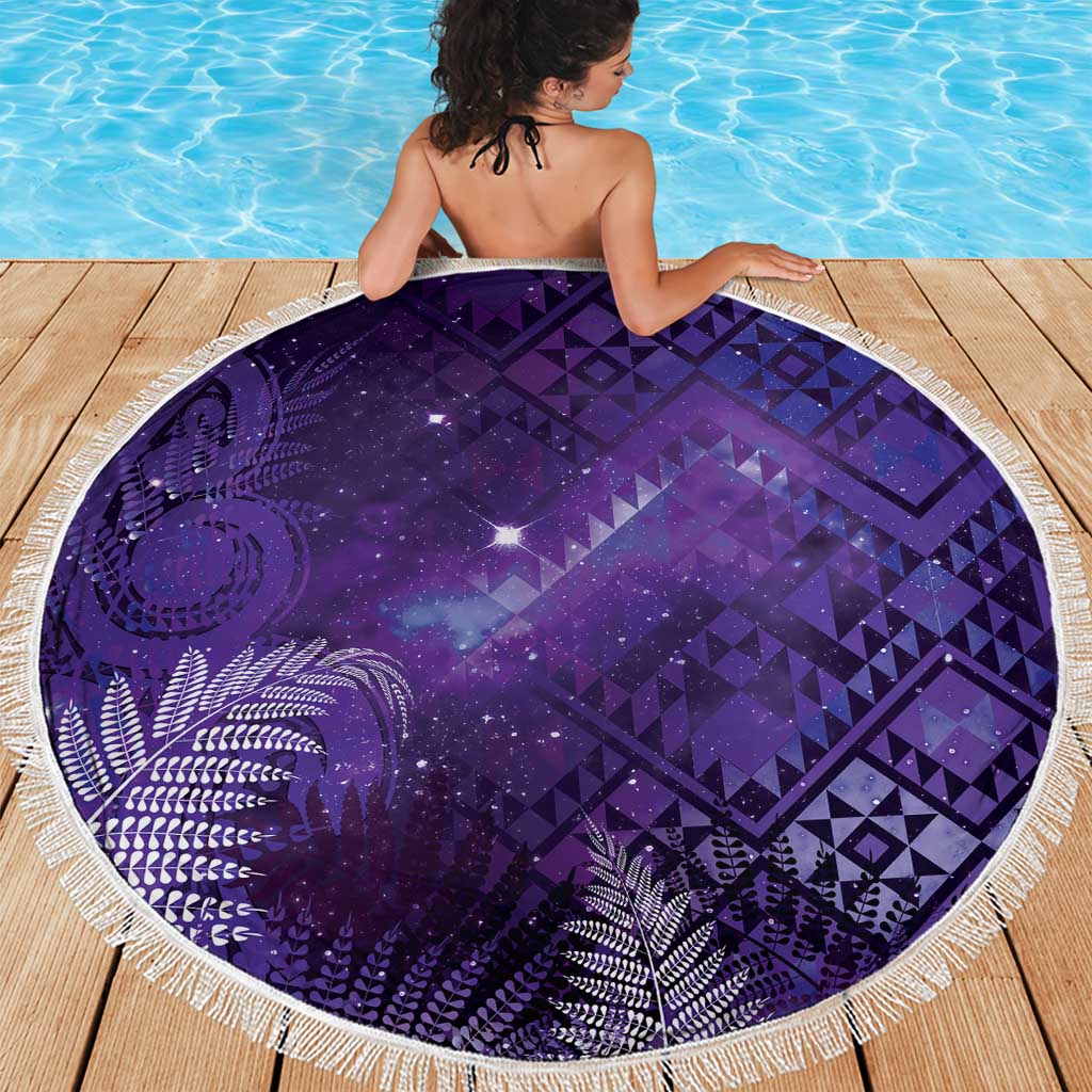 Aotearoa Taniko Matariki Beach Blanket Cosmic Violet