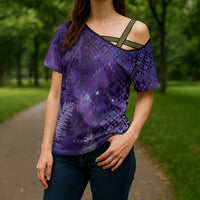 Aotearoa Taniko Matariki Cross Shoulder Shirt Cosmic Violet