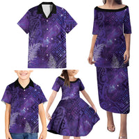Aotearoa Taniko Matariki Family Matching Puletasi and Hawaiian Shirt Cosmic Violet LT7 - Polynesian Pride
