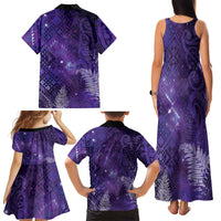 Aotearoa Taniko Matariki Family Matching Tank Maxi Dress and Hawaiian Shirt Cosmic Violet LT7 - Polynesian Pride