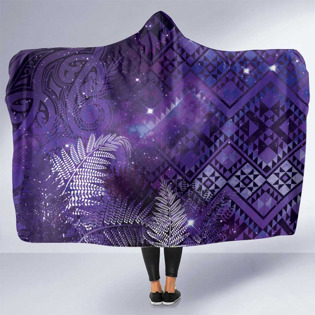 Aotearoa Taniko Matariki Hooded Blanket Cosmic Violet