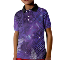 Aotearoa Taniko Matariki Kid Polo Shirt Cosmic Violet LT7 Kid Purple - Polynesian Pride