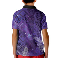 Aotearoa Taniko Matariki Kid Polo Shirt Cosmic Violet LT7 - Polynesian Pride