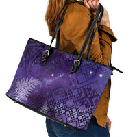Aotearoa Taniko Matariki Leather Tote Bag Cosmic Violet