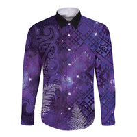 Aotearoa Taniko Matariki Long Sleeve Button Shirt Cosmic Violet