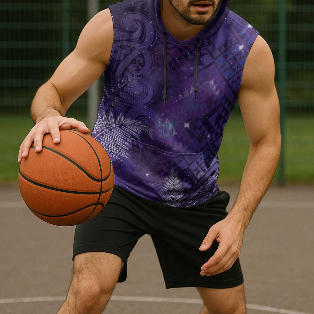 Aotearoa Taniko Matariki Sleeveless Hoodie Cosmic Violet