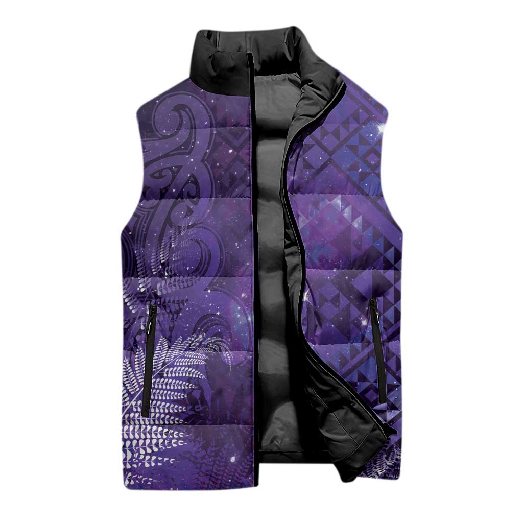 Aotearoa Taniko Matariki Sleeveless Puffer Jacket Cosmic Violet