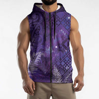 Aotearoa Taniko Matariki Sleeveless Zip Hoodie Cosmic Violet LT7 - Polynesian Pride