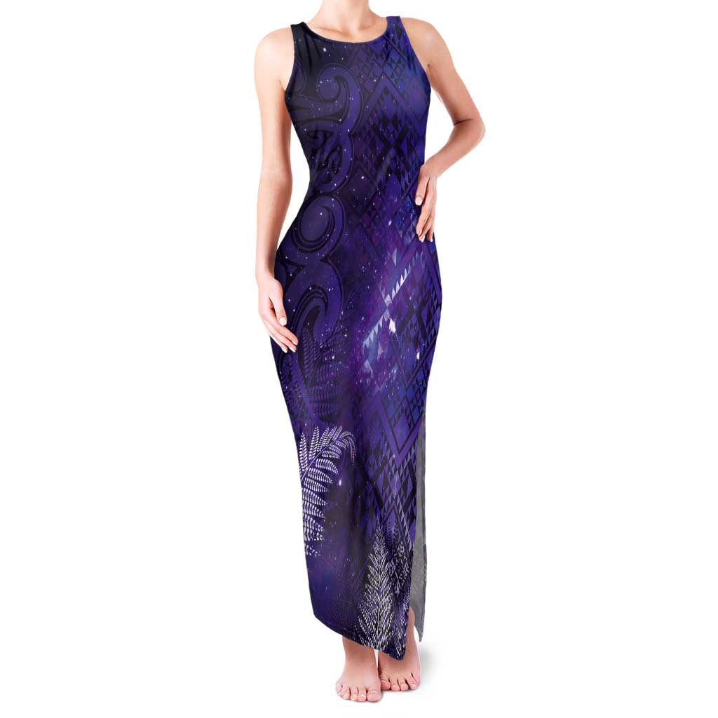 Aotearoa Taniko Matariki Tank Maxi Dress Cosmic Violet LT7 Women Purple - Polynesian Pride