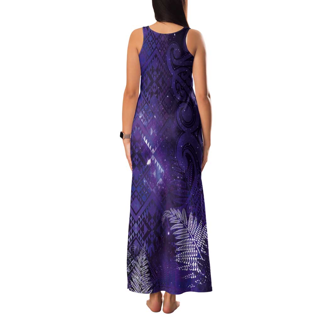 Aotearoa Taniko Matariki Tank Maxi Dress Cosmic Violet LT7 - Polynesian Pride