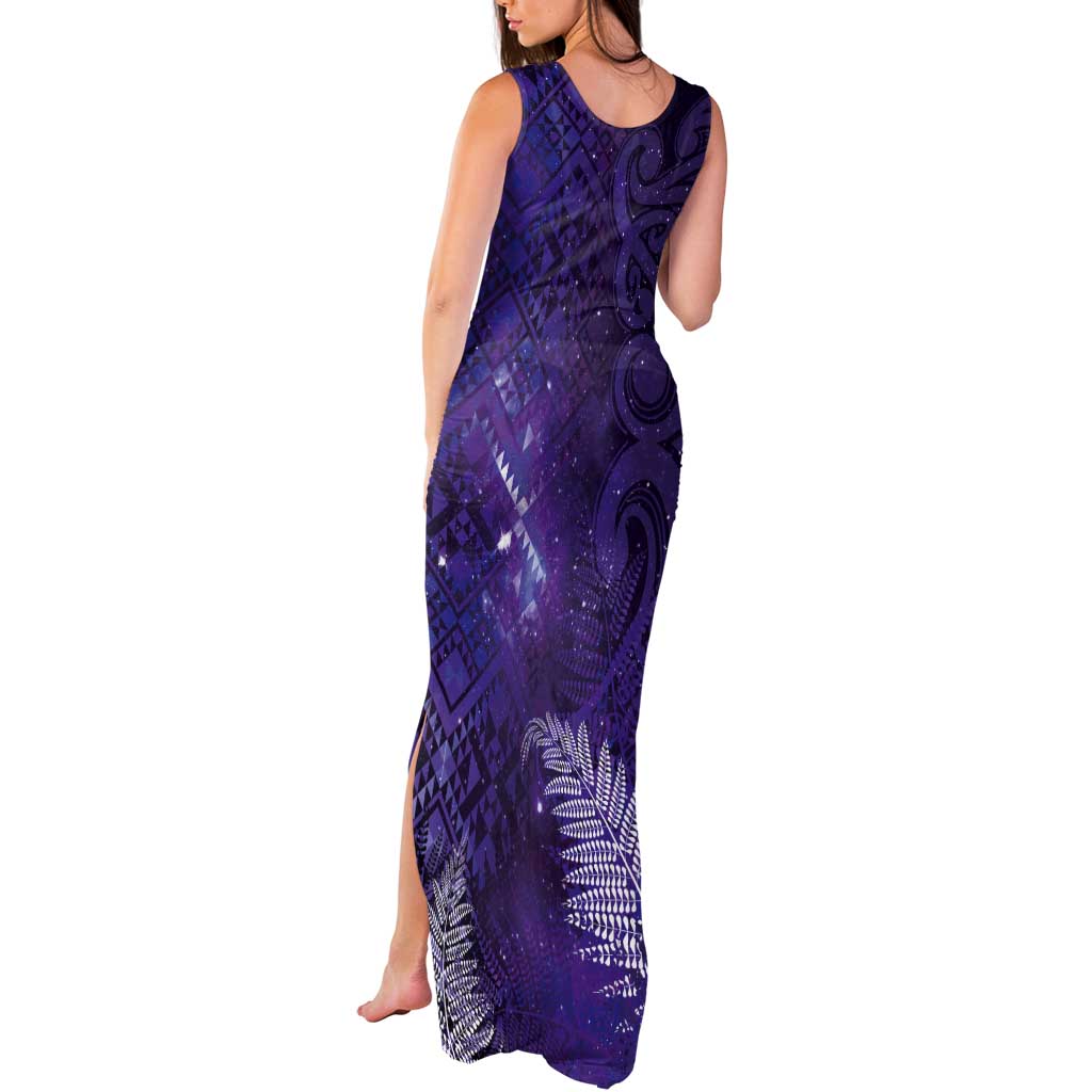 Aotearoa Taniko Matariki Tank Maxi Dress Cosmic Violet LT7 - Polynesian Pride
