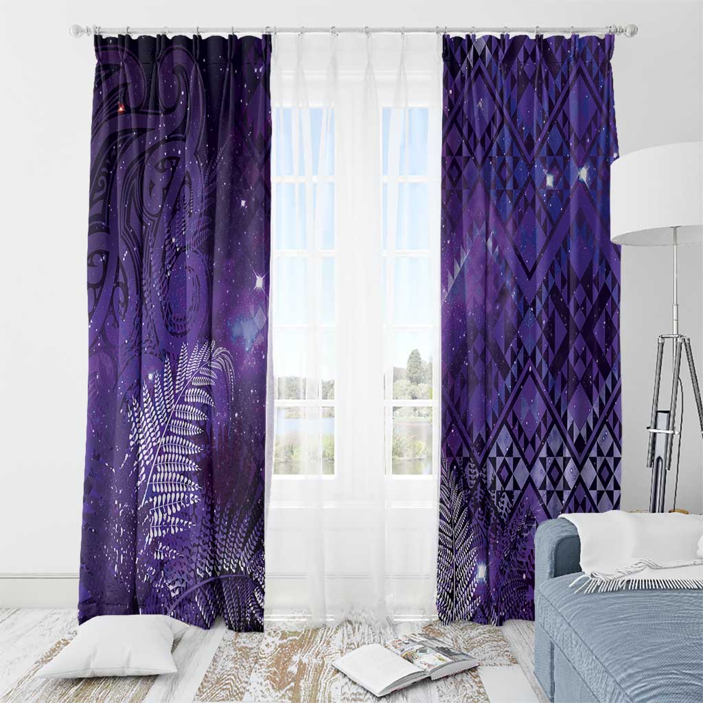 Aotearoa Taniko Matariki Window Curtain Cosmic Violet