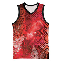 Aotearoa Taniko Matariki Basketball Jersey Cosmic Red