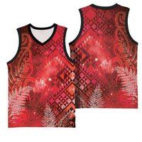 Aotearoa Taniko Matariki Basketball Jersey Cosmic Red