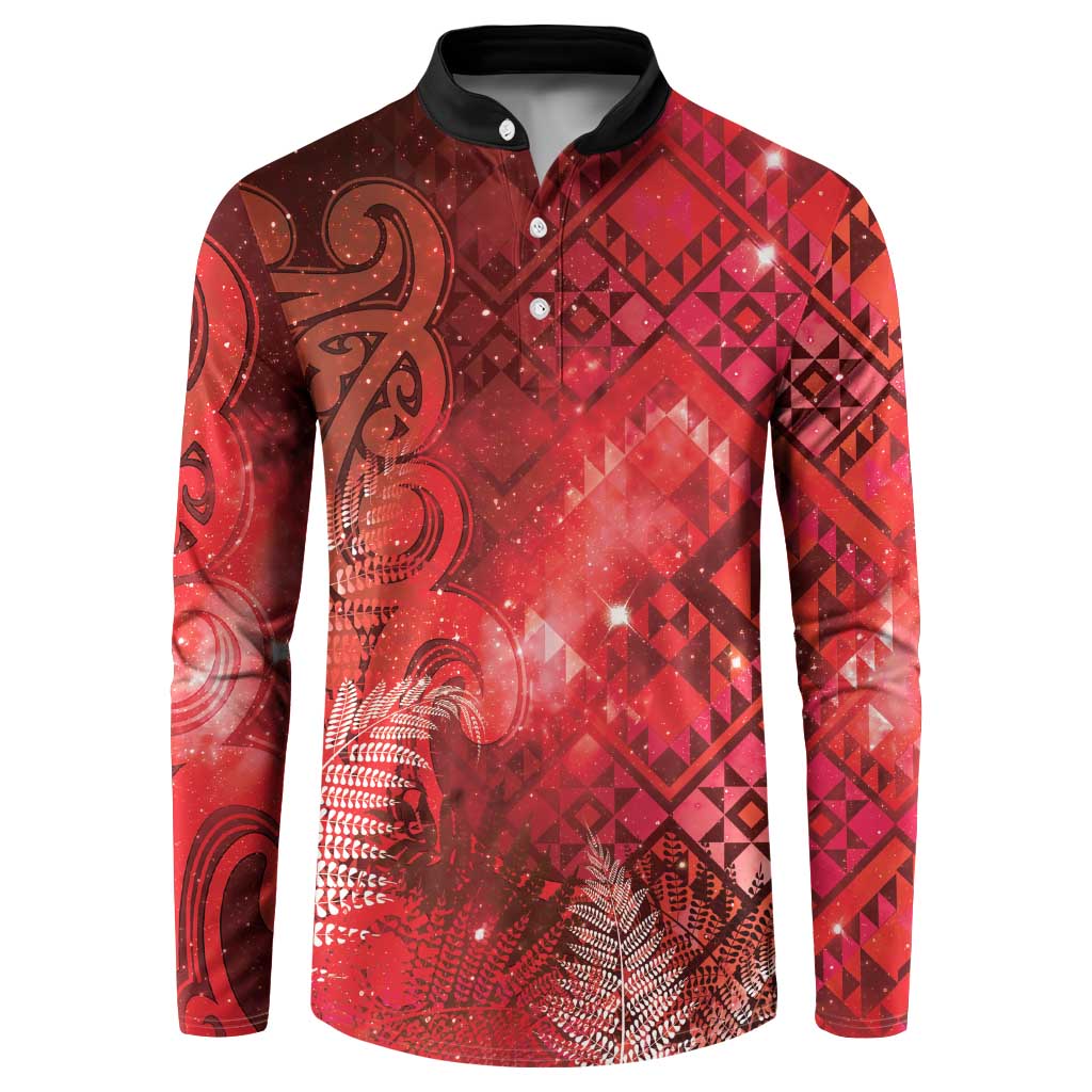 Aotearoa Taniko Matariki Button Sweatshirt Cosmic Red